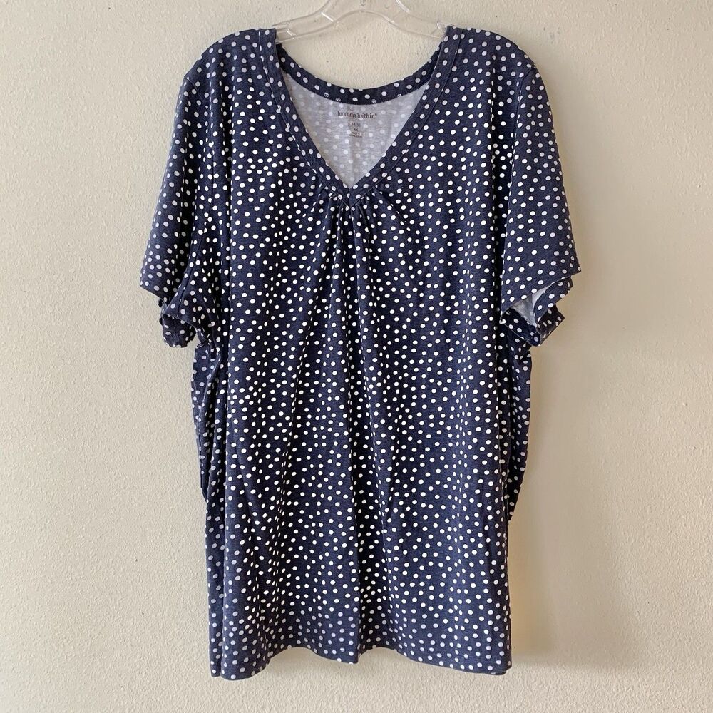 Woman Within Short Sleeve Cotton V-neck T-shirts Lot Of 3 Blue White Patterns 4X - Picture 10 of 16